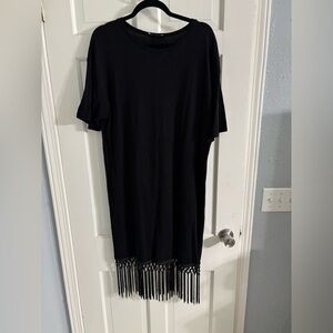Zara Black Fringe Hem T-Shirt Dress
Size Large